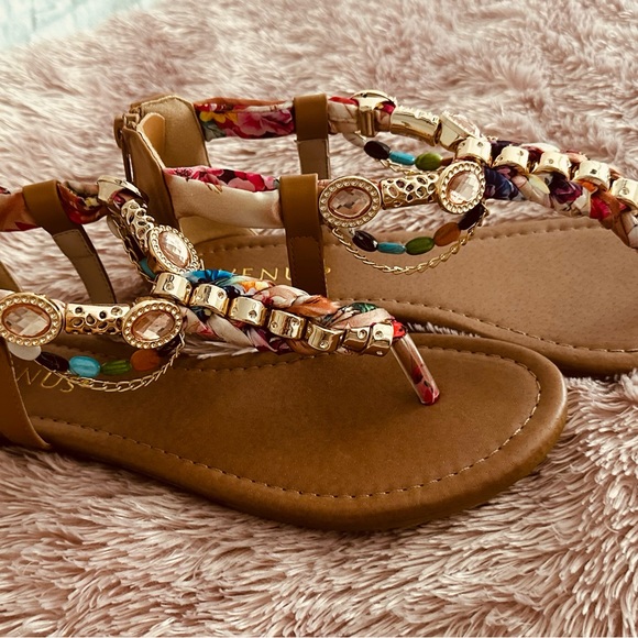 Venus T strap Ribbon and Rhinestone embellished straps. (Never Worn) - Picture 2 of 3